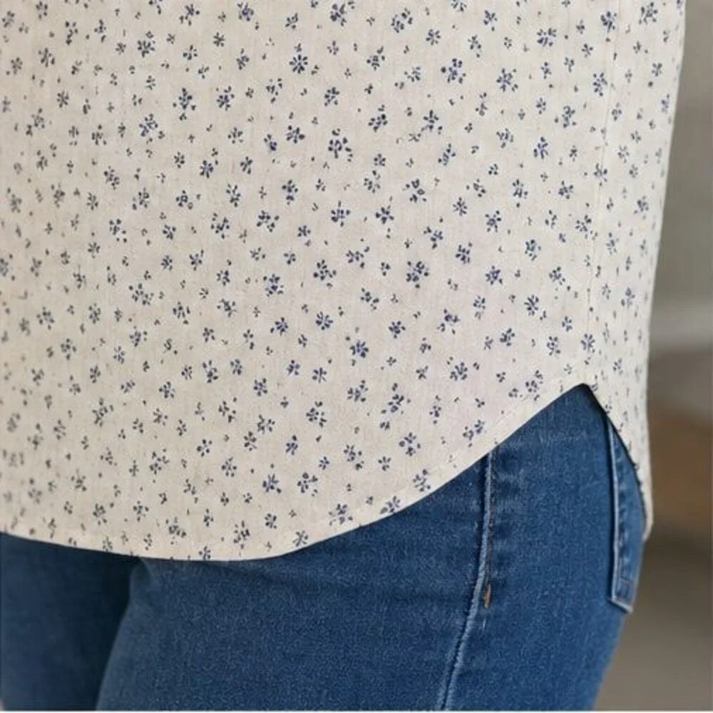 Gray Lace Trim Top